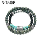 Green Forest Natural Stone Beaded Bracelet Peaceful Buddha