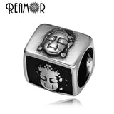 Polished Buddha Head Stainless Steel DIY Long Metal Bracelet Beads