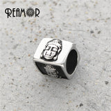 Polished Buddha Head Stainless Steel DIY Long Metal Bracelet Beads