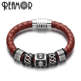 Polished Buddha Head Stainless Steel DIY Long Metal Bracelet Beads