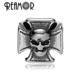 316L Stainless Steel Cross Skull Head Beads 8mm for Men Bracelets DIY