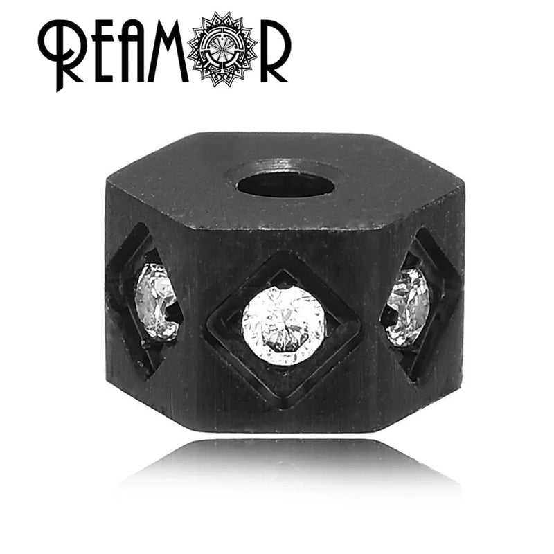 316L Stainless Steel Spacer Beads Zircon Inlay DIY Bracelet Making