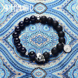 Men 10mm Matte Onyx&Blue Starry Sky Beaded Bracelet