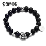 Men 10mm Matte Onyx&Blue Starry Sky Beaded Bracelet