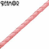 REAMOR 4mm Braided Leather Rope Chain for DIY Jewelry Making