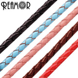 REAMOR 4mm Braided Leather Rope Chain for DIY Jewelry Making