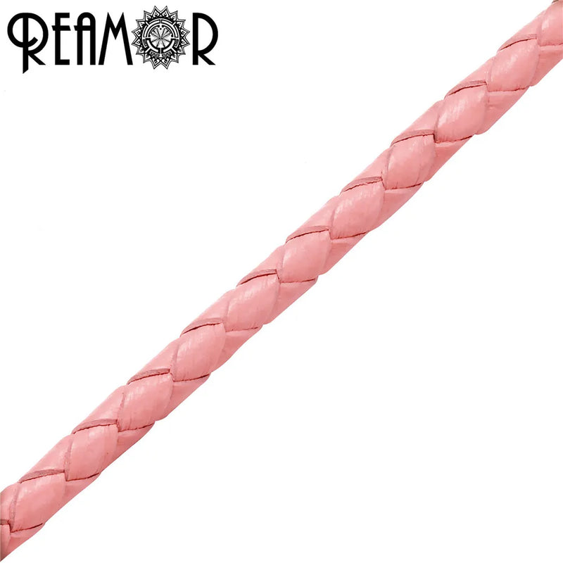 REAMOR 4mm Braided Leather Rope Chain for DIY Jewelry Making