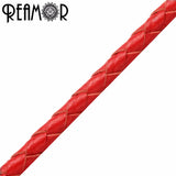 REAMOR 4mm Braided Leather Rope Chain for DIY Jewelry Making