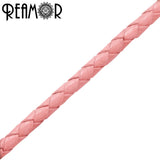 REAMOR 4mm Braided Leather Rope Chain for DIY Jewelry Making