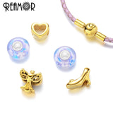 316l Stainless Steel Gold-color Lady High-heeled Shoes Big Beads Charm