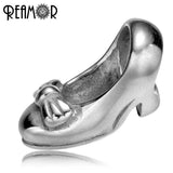 316l Stainless Steel Gold-color Lady High-heeled Shoes Big Beads Charm