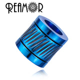 Blue/Black Stainless Steel Cylinder Beads for Bracelet Making