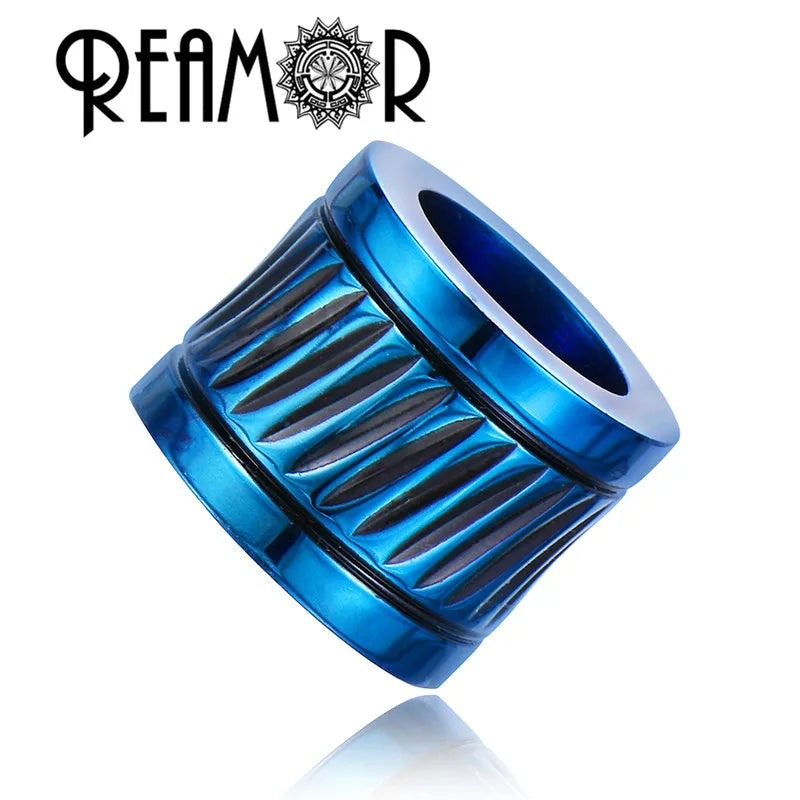 Blue/Black Stainless Steel Cylinder Beads for Bracelet Making