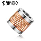 Blue/Black Stainless Steel Cylinder Beads for Bracelet Making