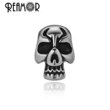 Punk Men Jewelry Beaded Bracelet Stainless Steel Skull Head Stretch Bracelets