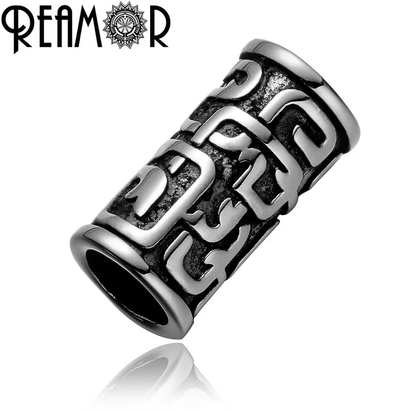 316l Stainless Steel Totem Cylinder Bead 8mm Big Hole Metal Spacer Charms Beads