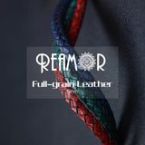 REAMOR Retro Red Green Navy Leather Cord DIY Bracelet 5mm Round Leather Rope