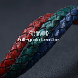 REAMOR Retro Red Green Navy Leather Cord DIY Bracelet 5mm Round Leather Rope