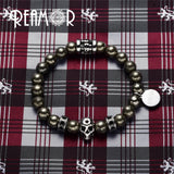 Iron Pyrite Stones Bracelet with Skull Head Beads