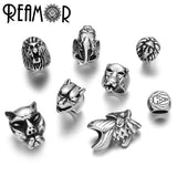 Ganesha Buddhism 6/8mm Stainless Steel Beads for Men Leather Bracelet