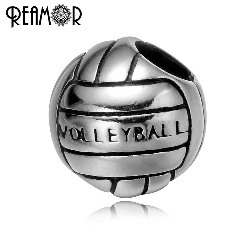 Volleyball Stainless Steel Beads for Bracelet DIY