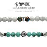 Turquoise Stone Elastic Bracelet Stainless Steel Beaded Bangles Unisex