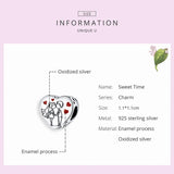 925 Sterling Silver Sweet Time Charm Heart Pendant for Bracelet