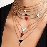 Romantic Heart Pendant Necklace, Red Enamel, Girlfriend Gift