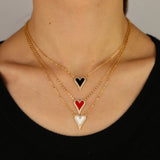 Romantic Heart Pendant Necklace, Red Enamel, Girlfriend Gift