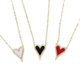 Romantic Heart Pendant Necklace, Red Enamel, Girlfriend Gift