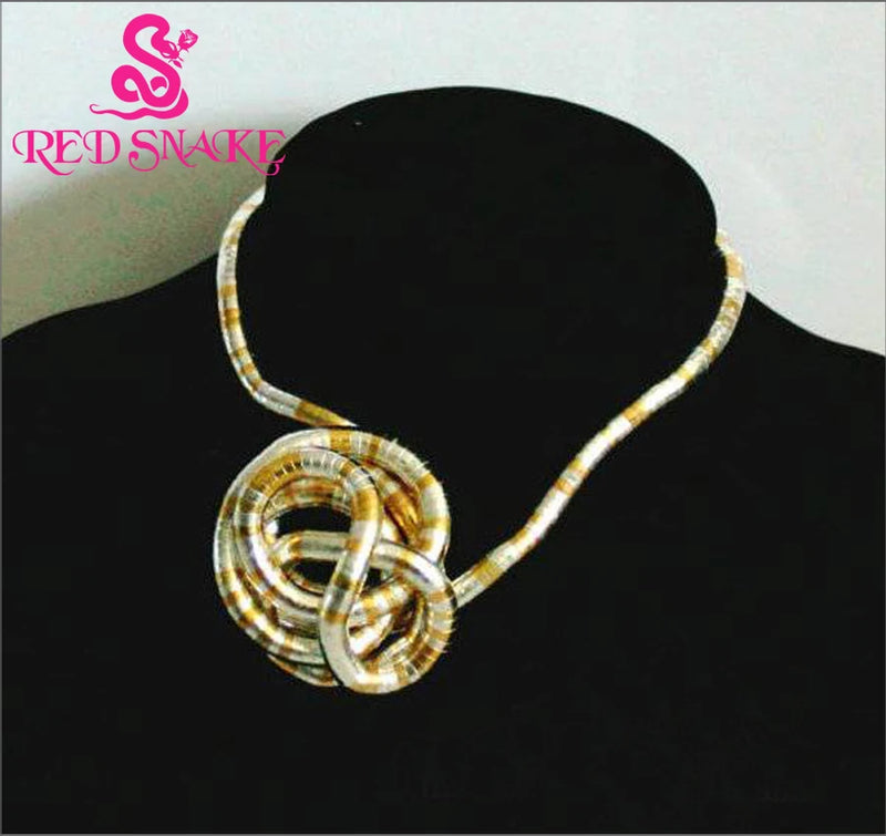 Bendy Flexible Red Snake Necklace Chain Silver & Golden 90cm