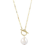 925 Stamp Sea Pearl Necklaces for Women INS Temperament OT Buckle Geometric Enga