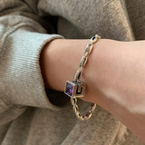 Square Purple Zircon Bracelet for Women - Summer Jewelry