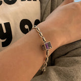 Square Purple Zircon Bracelet for Women - Summer Jewelry