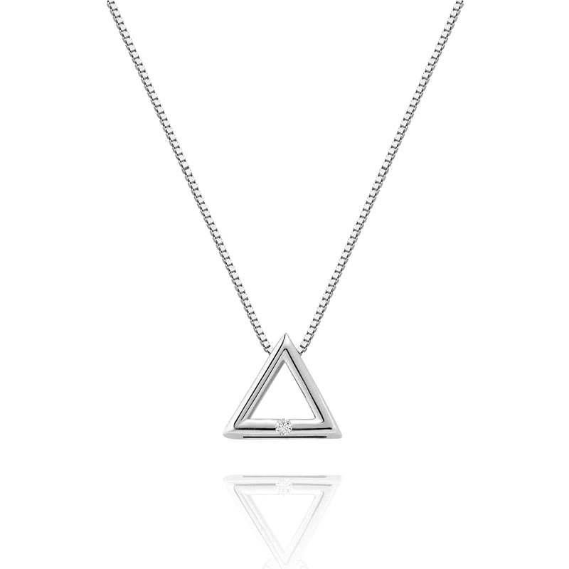 925 Silver Triangle Necklace Pendant Wedding Christmas