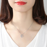 925 Silver Moon Necklace Zircon Crystal Pendant Wedding Jewelry