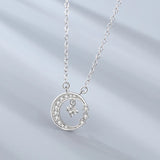 925 Silver Moon Necklace Zircon Crystal Pendant Wedding Jewelry