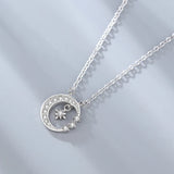 925 Silver Moon Necklace Zircon Crystal Pendant Wedding Jewelry