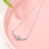 925 Silver Flower Necklace Pendant Women Wedding Christmas