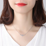 925 Silver Flower Necklace Pendant Women Wedding Christmas