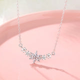 925 Silver Flower Necklace Pendant Women Wedding Christmas