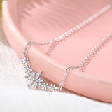 925 Silver Flower Necklace Pendant Women Wedding Christmas