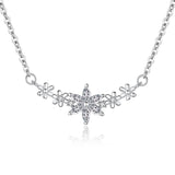 925 Silver Flower Necklace Pendant Women Wedding Christmas