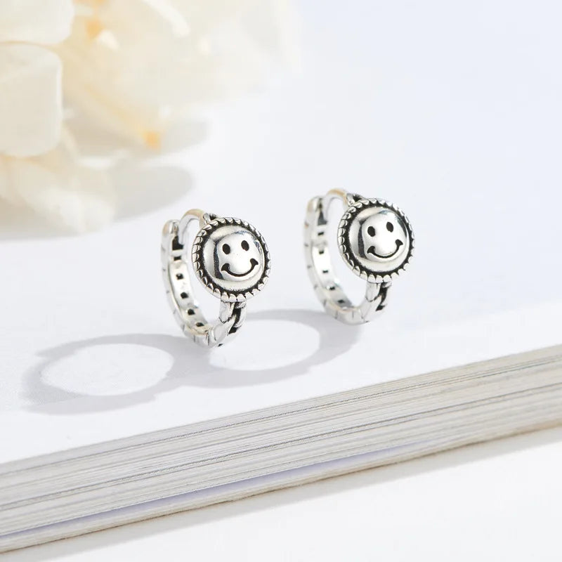 925 Silver Smiling Face Drop Earrings for Women
