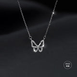925 Silver Sterling Butterfly Necklace For Women Clavicle Chain