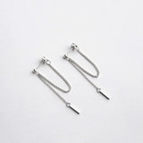 925 Silver Tassel Strip Stud Earrings Women Girl