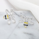 925 Silver Bee Zircon Earrings Lady Jewelry