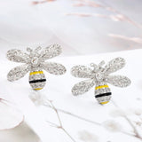 925 Silver Bee Zircon Earrings Lady Jewelry