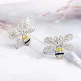 925 Silver Bee Zircon Earrings Lady Jewelry