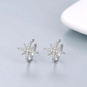 925 Sterling Silver Ear Cuff Clip-On Earrings for Women - Star Design